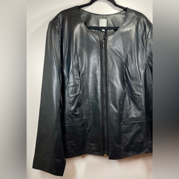 NWT HALOGEN Women’s Plus Size 100% Leather Jacket Size 24W - Picture 2 of 16